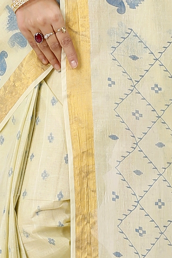 Light Brown Pure Cotton Luvya Tant Saree Print (1440)