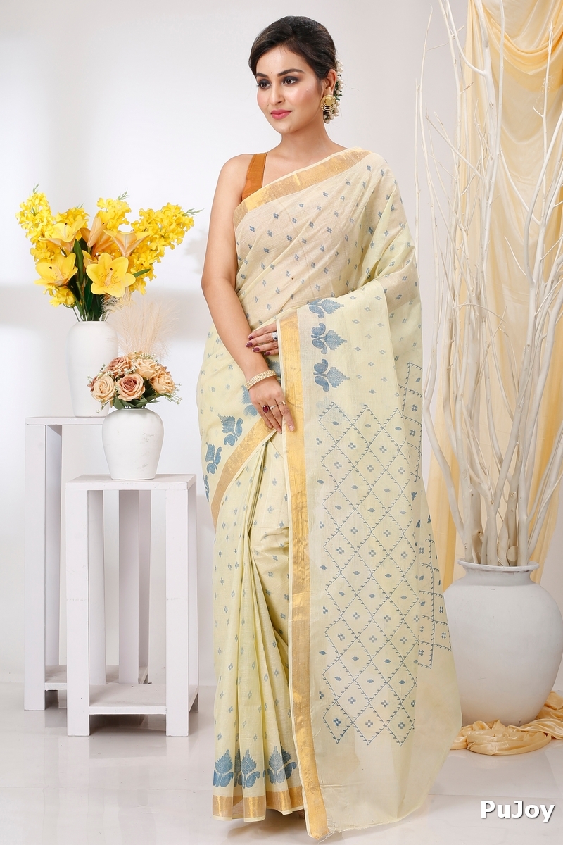 Light Brown Pure Cotton Luvya Tant Saree Print (1440)