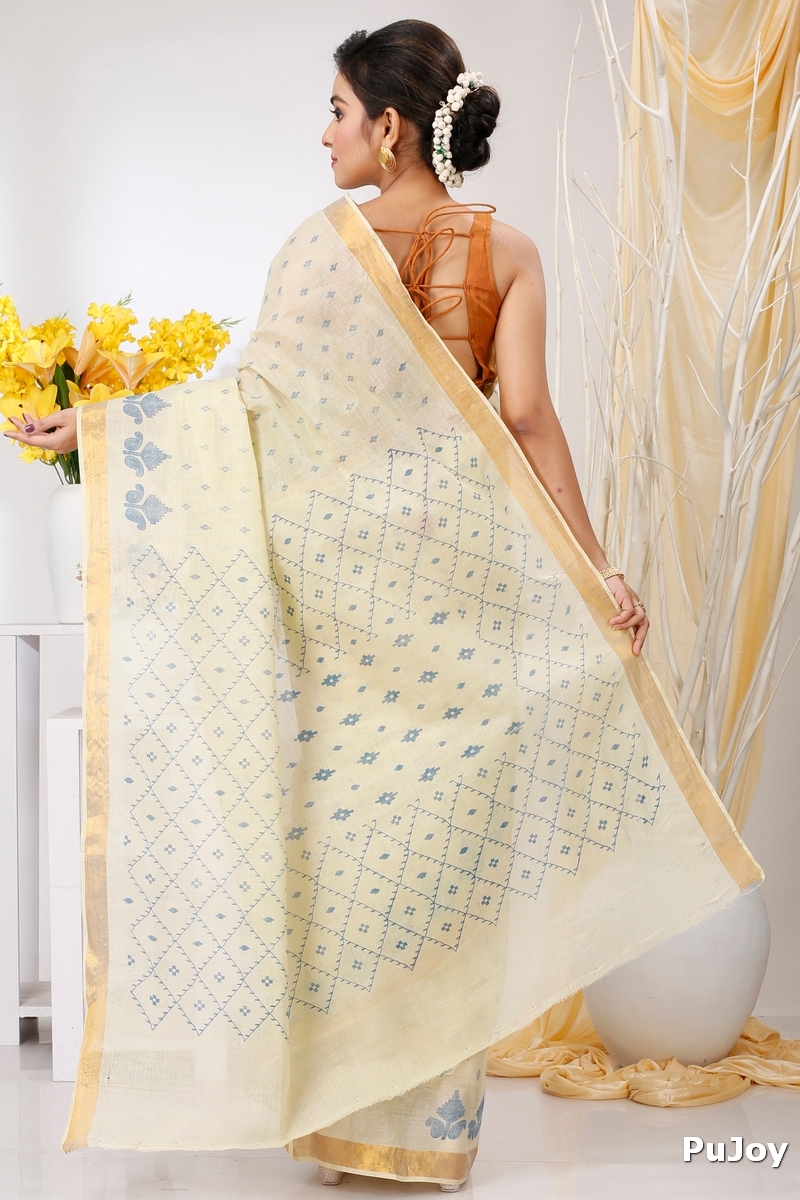 Light Brown Pure Cotton Luvya Tant Saree Print (1440)