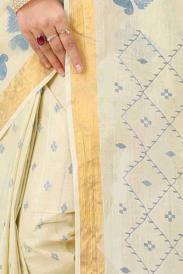 Light Brown Pure Cotton Luvya Tant Saree Print (1440)