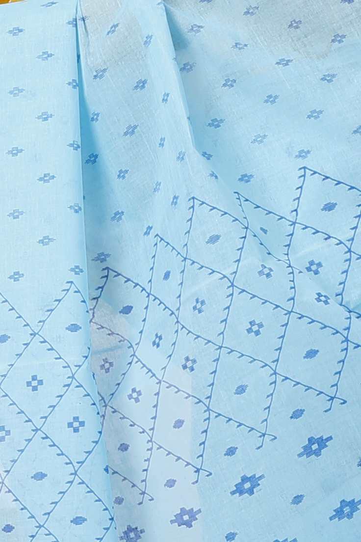 Sky Blue Pure Cotton Luvya Tant Saree Print (1442)