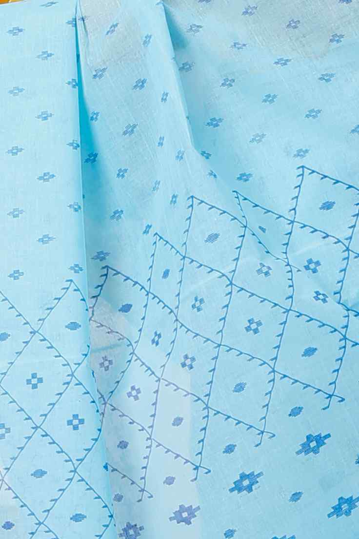 Sky Blue Pure Cotton Luvya Tant Saree Print (1442)