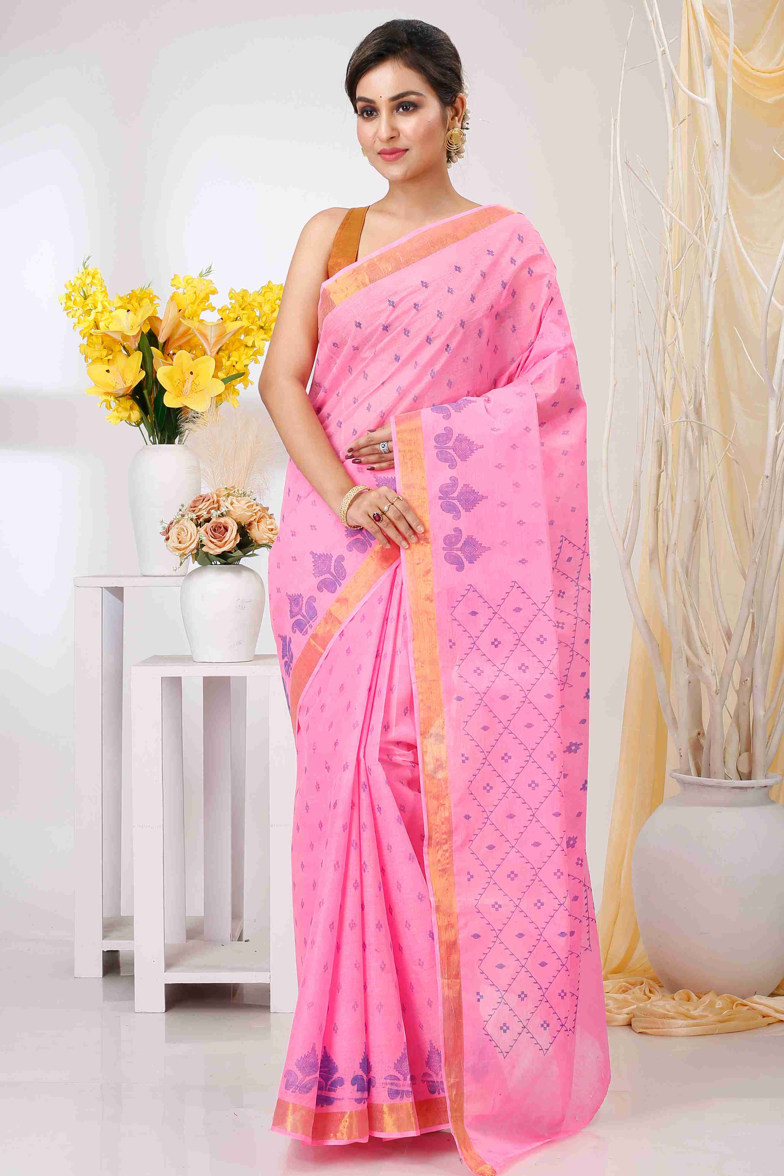 Pink Pure Cotton Luvya Tant Saree Print (1443)