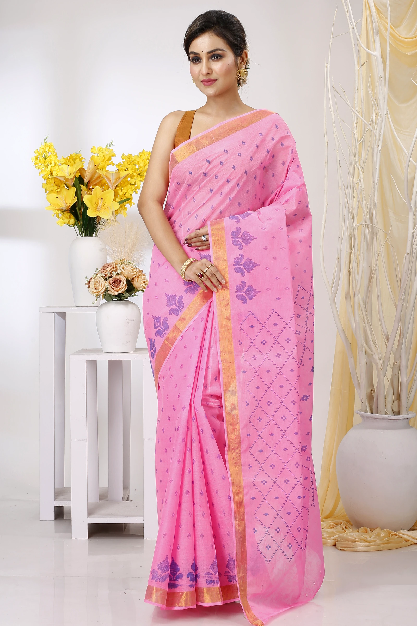 Pink Pure Cotton Luvya Tant Saree Print (1443)
