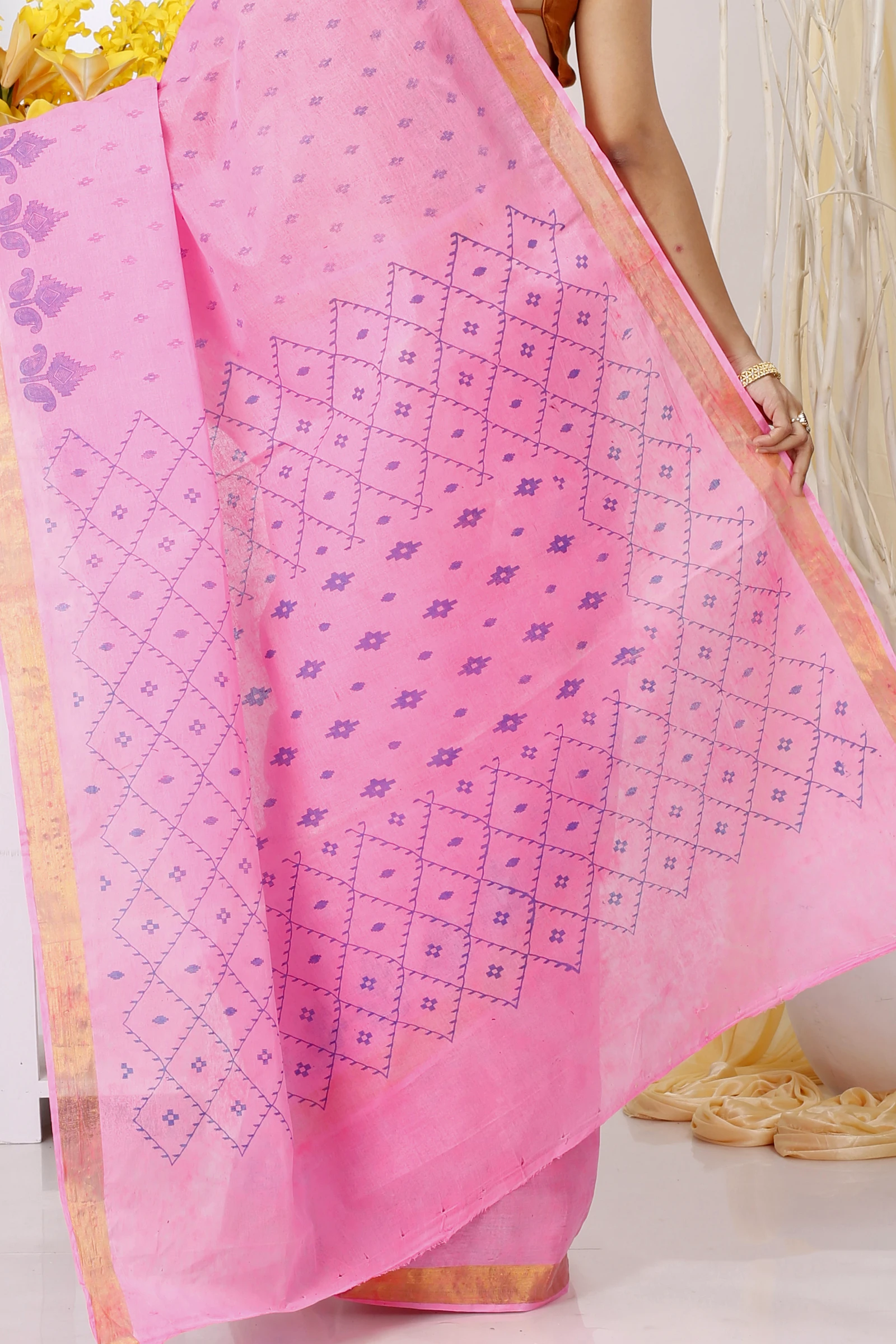 Pink Pure Cotton Luvya Tant Saree Print (1443)