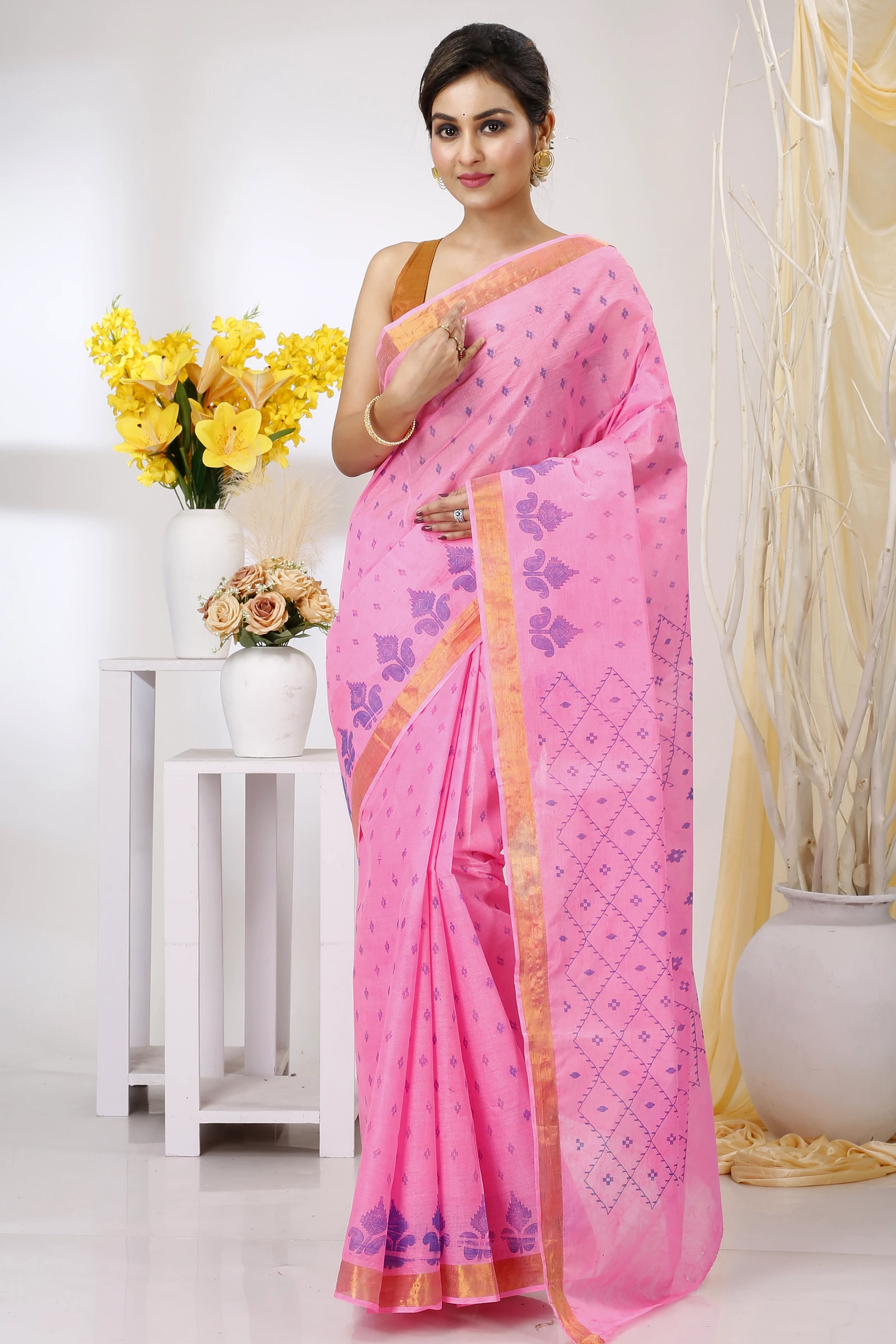 Pink Pure Cotton Luvya Tant Saree Print (1443)