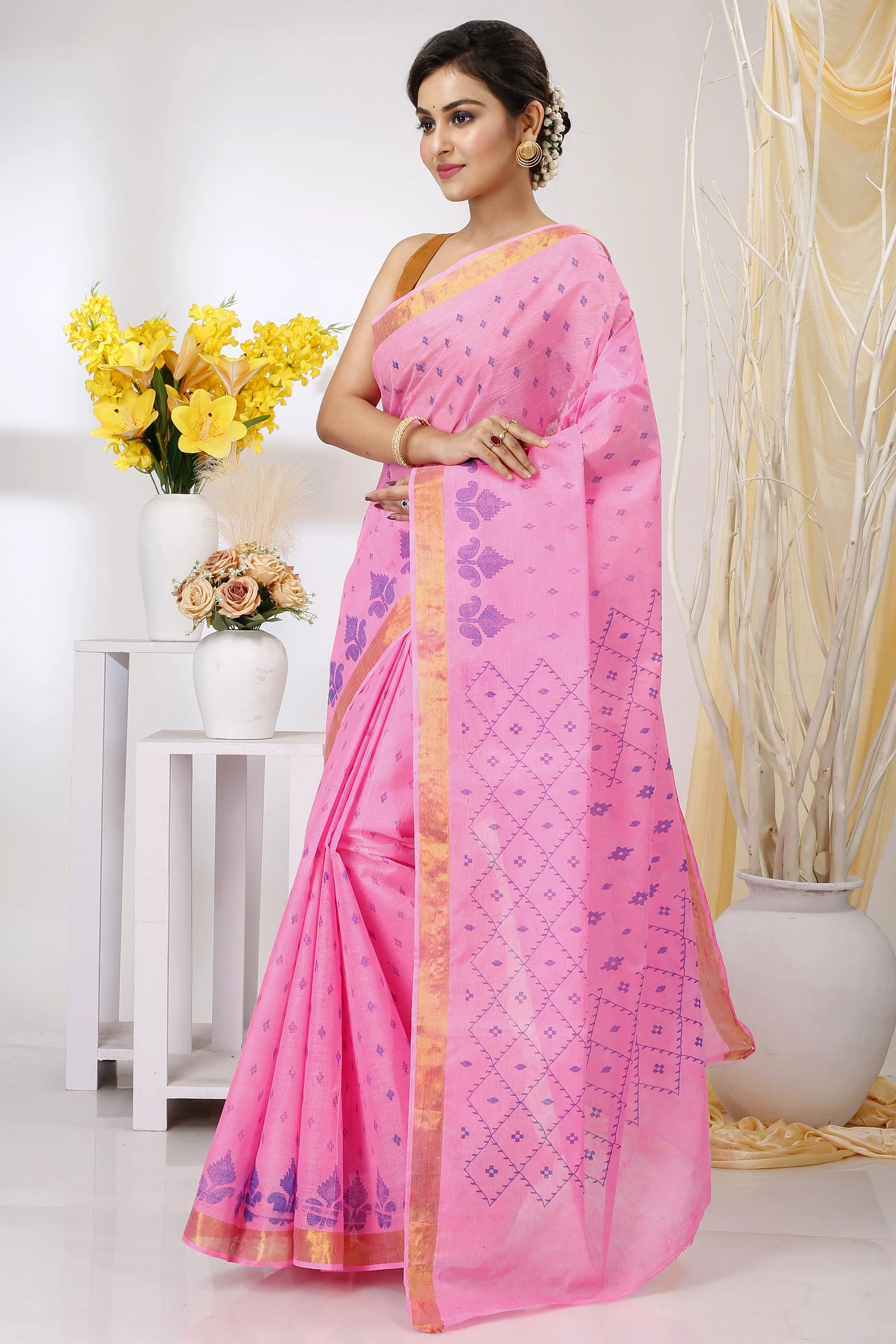 Pink Pure Cotton Luvya Tant Saree Print (1443)