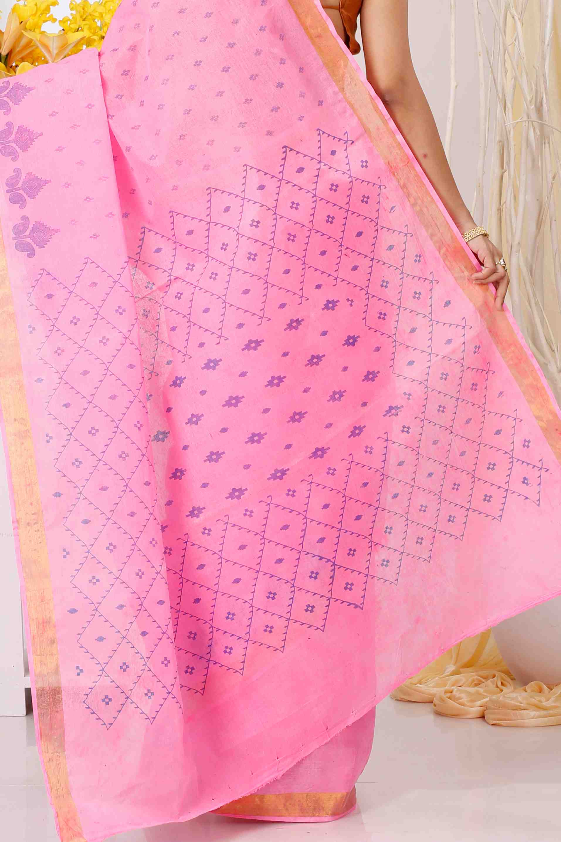 Pink Pure Cotton Luvya Tant Saree Print (1443)