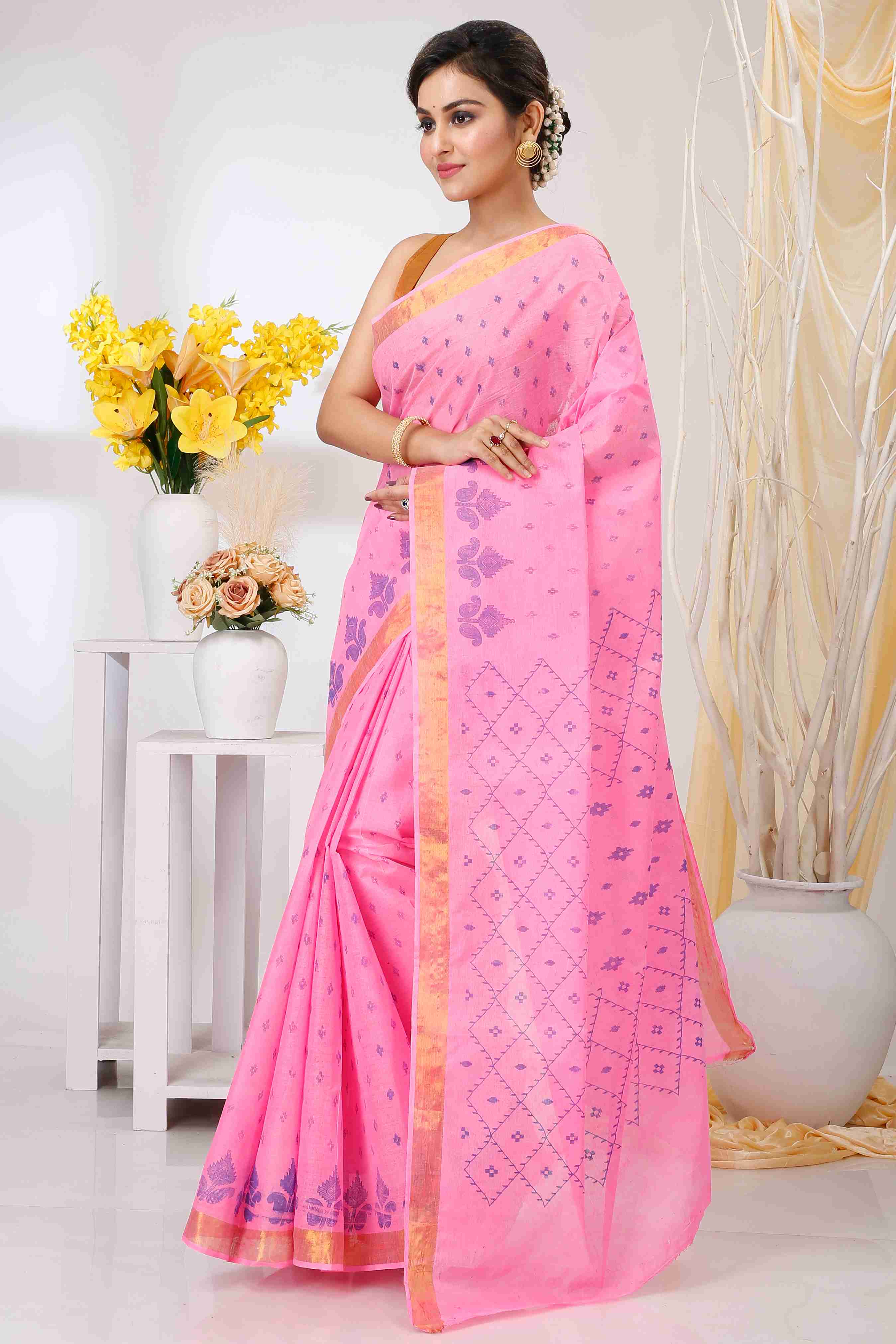 Pink Pure Cotton Luvya Tant Saree Print (1443)