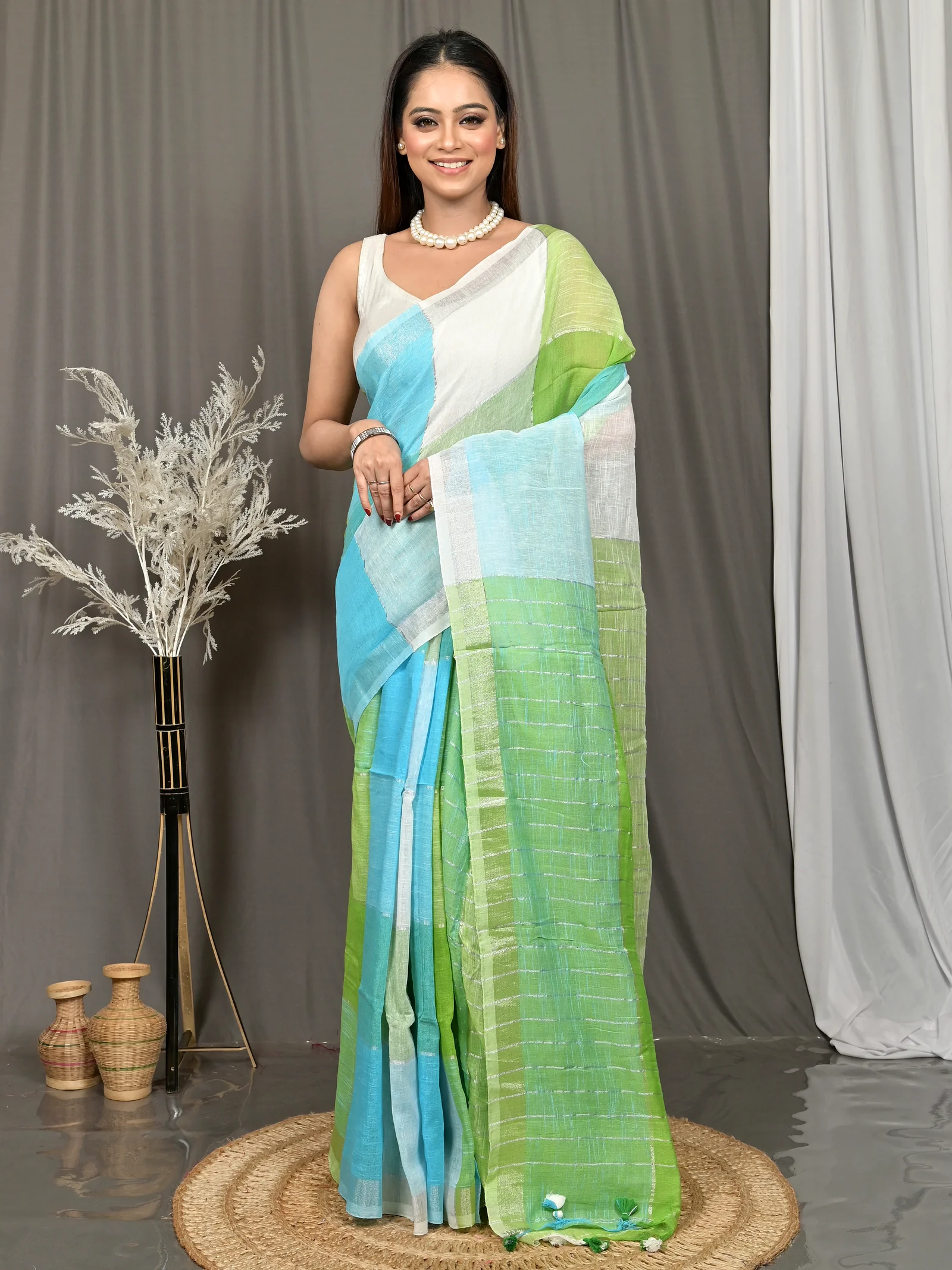 Multi-Coloured Cotton Souvon Handloom Saree  (145)