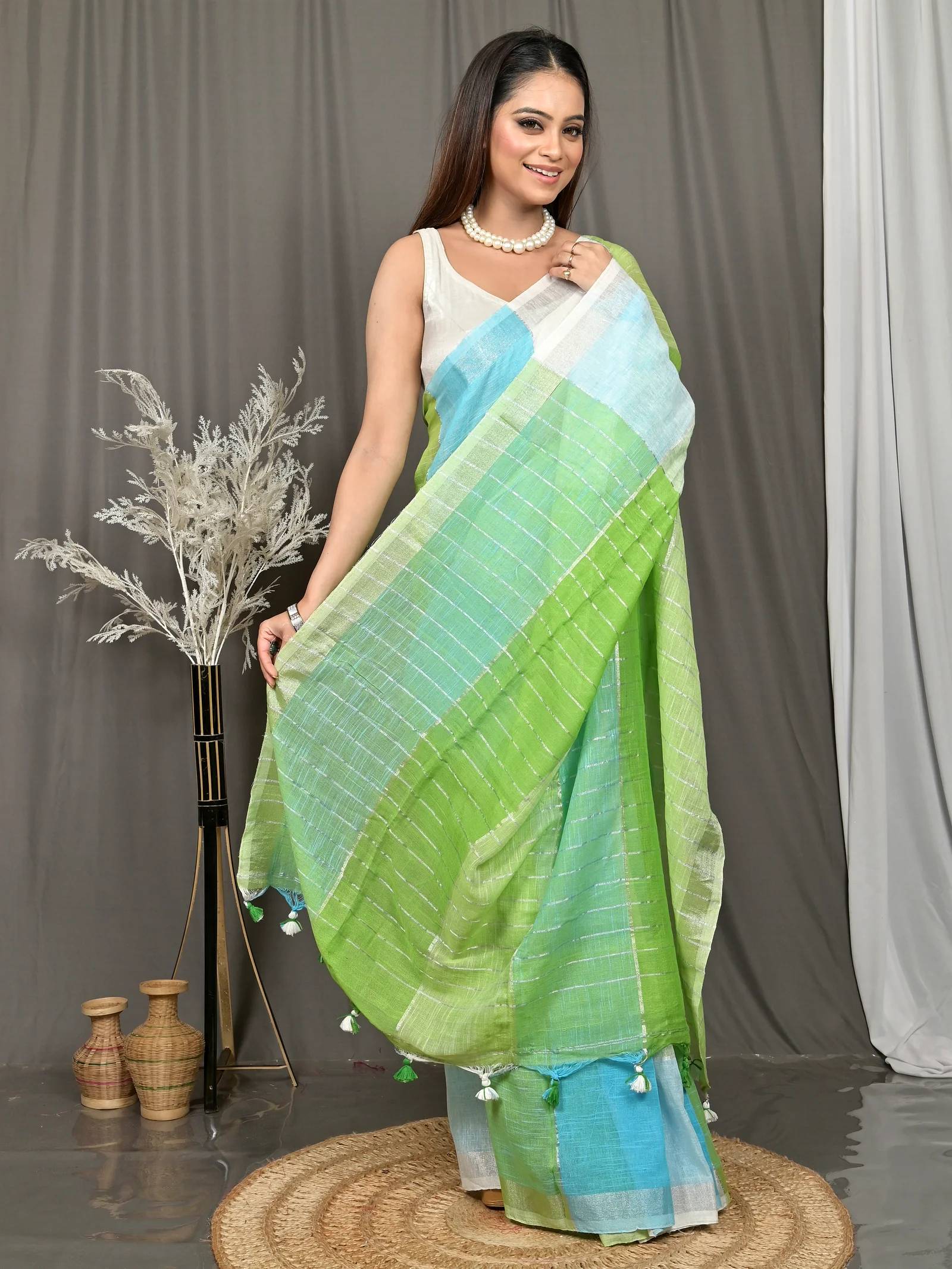 Multi-Coloured Cotton Souvon Handloom Saree  (145)