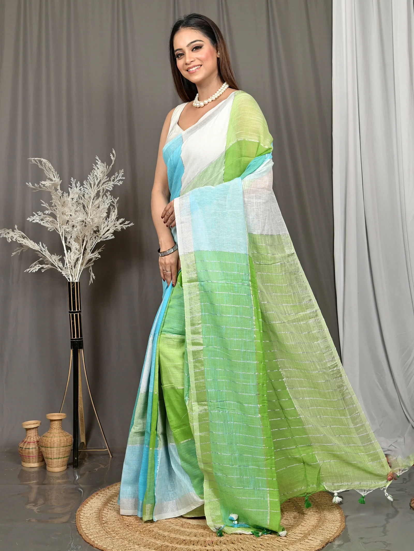 Multi-Coloured Cotton Souvon Handloom Saree  (145)