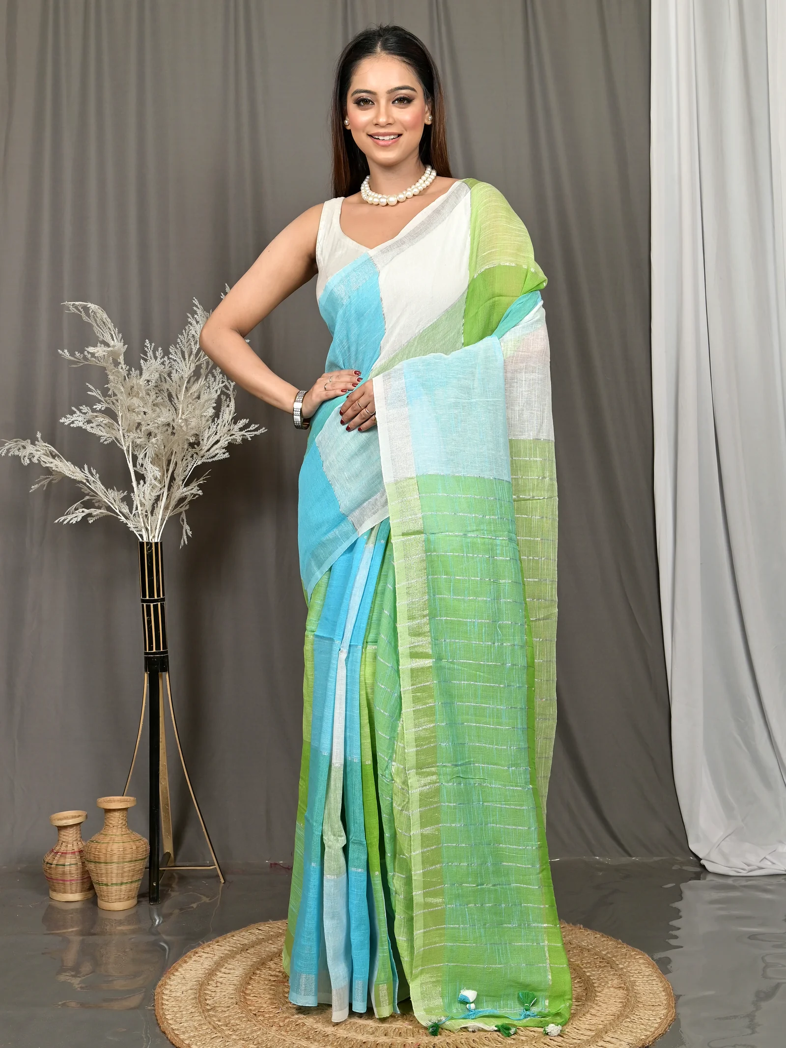 Multi-Coloured Cotton Souvon Handloom Saree  (145)
