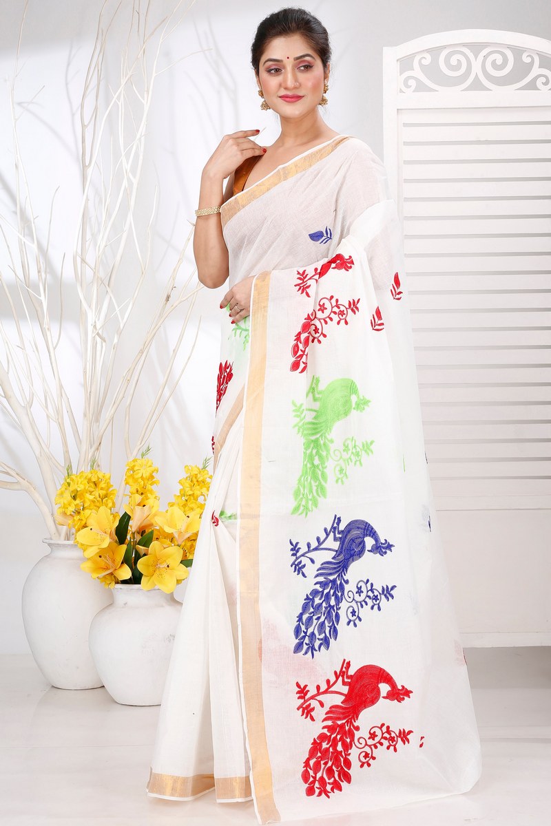Multi-Coloured Pure Cotton Leo Tant Embroidery (1452)