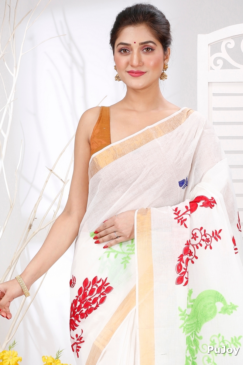 Multi-Coloured Pure Cotton Leo Tant Embroidery (1452)