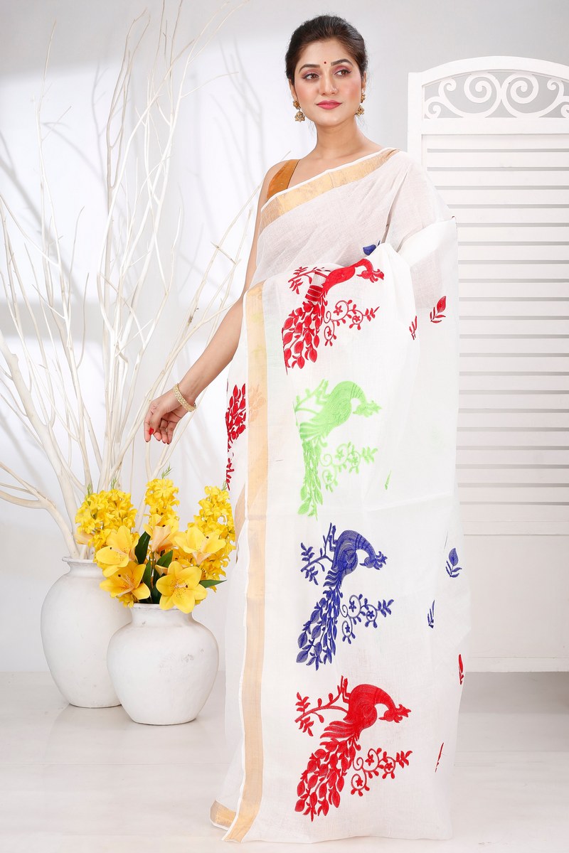 Multi-Coloured Pure Cotton Leo Tant Embroidery (1452)