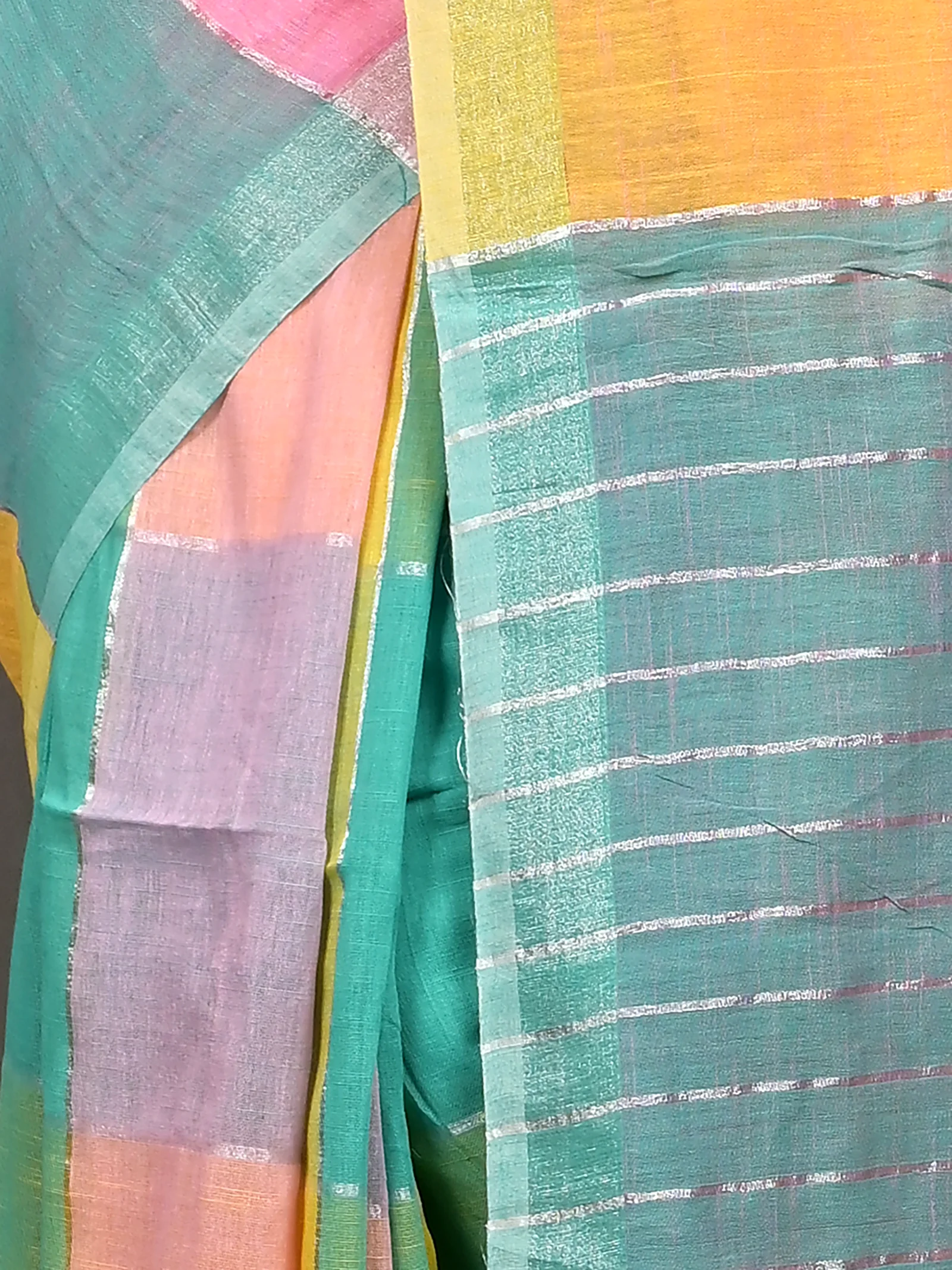 Multi-Coloured Cotton Souvon Handloom Saree  (146)