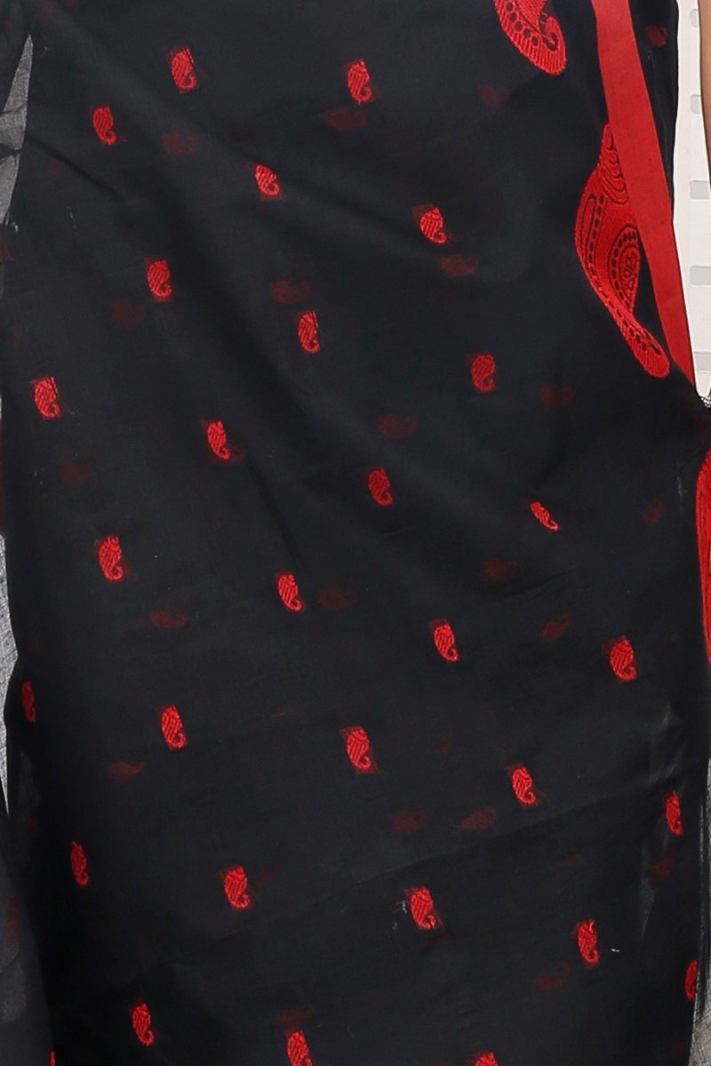 Black Pure Cotton Epto Shonko Tant Saree (1474)