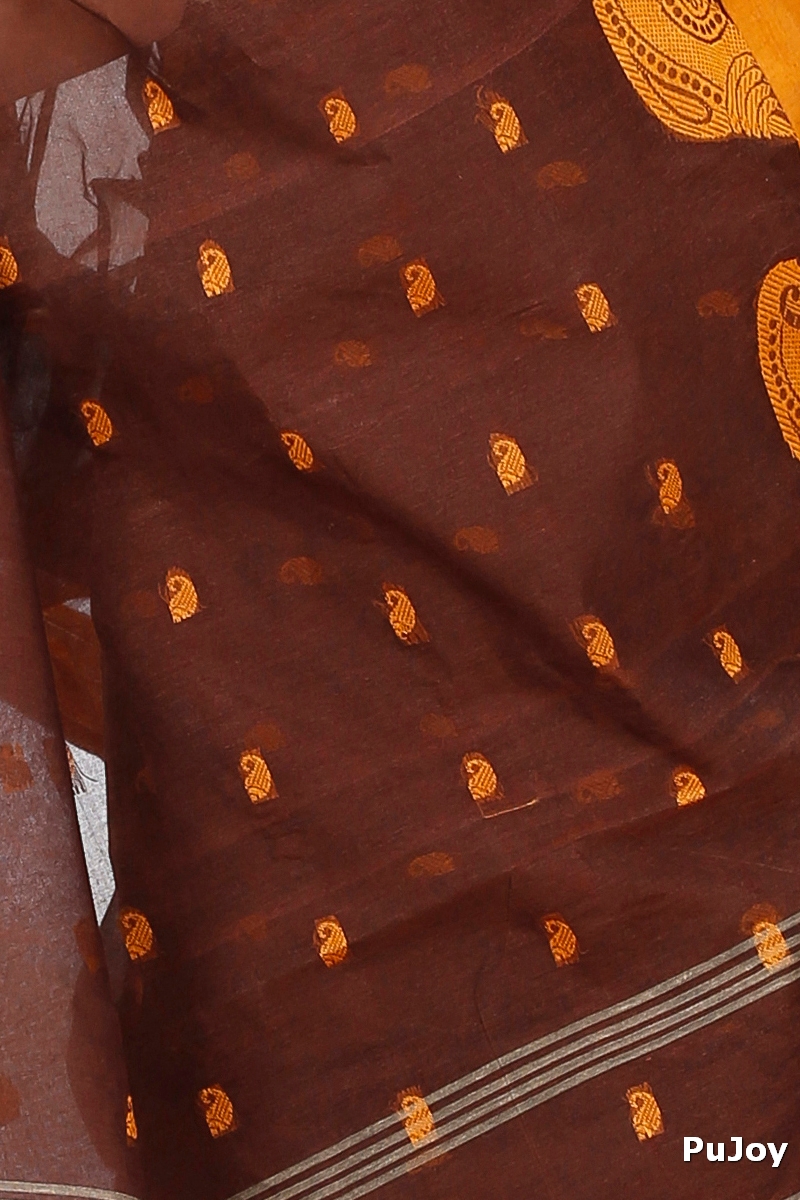 Brown Pure Cotton Epto Shonko Tant Saree (1477)