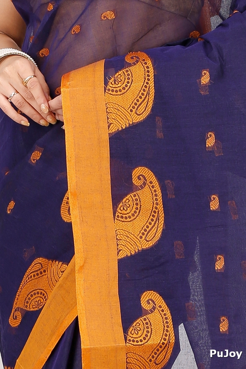 Naby Blue Pure Cotton Epto Shonko Tant Saree (1478)