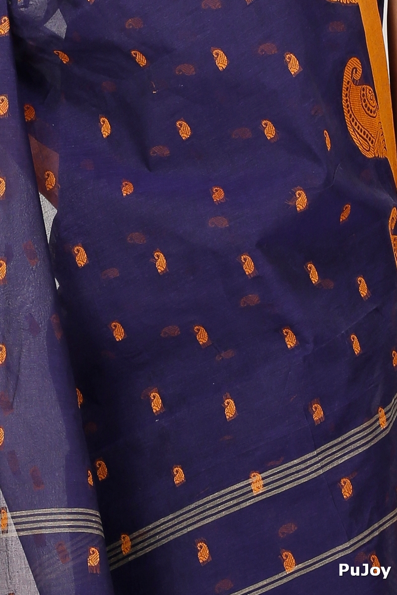 Naby Blue Pure Cotton Epto Shonko Tant Saree (1478)
