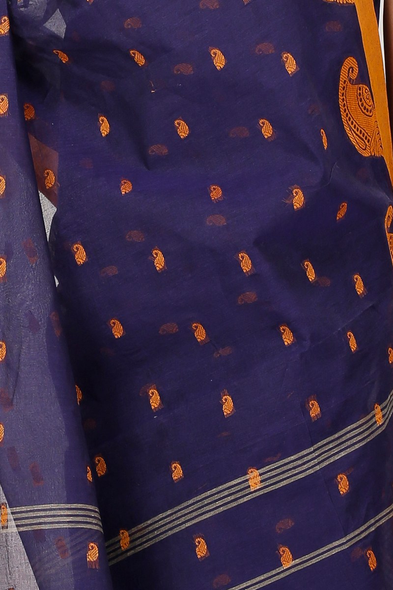 Naby Blue Pure Cotton Epto Shonko Tant Saree (1478)