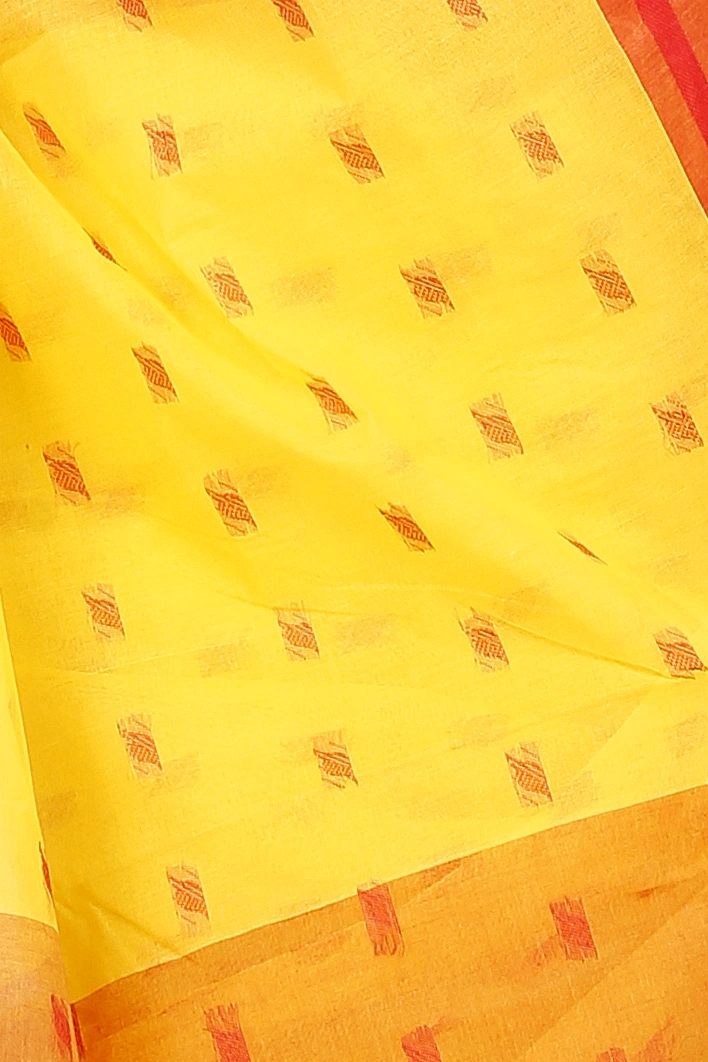 Yellow Pure Cotton Emma Border Tant Saree (1481)