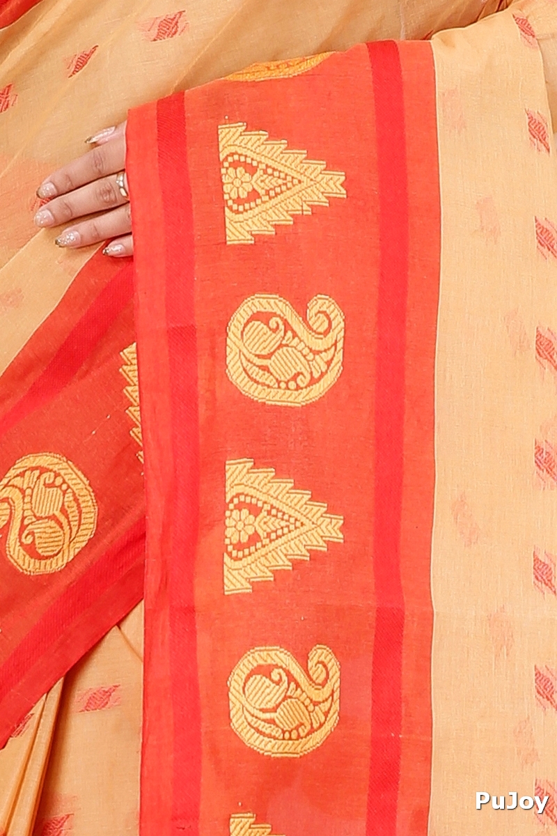 Light Yellow Pure Cotton Emma Border Tant Saree (1482)