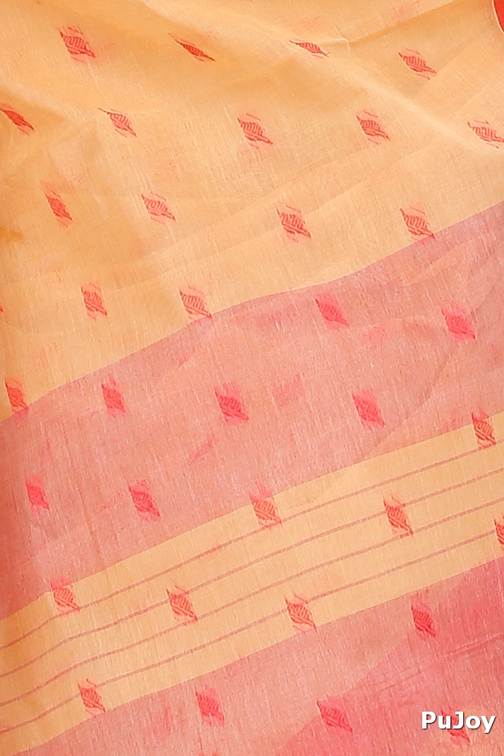 Light Yellow Pure Cotton Emma Border Tant Saree (1482)