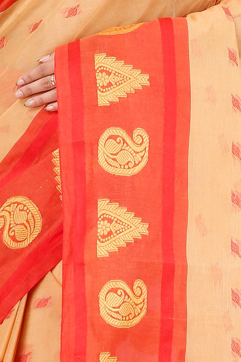 Light Yellow Pure Cotton Emma Border Tant Saree (1482)