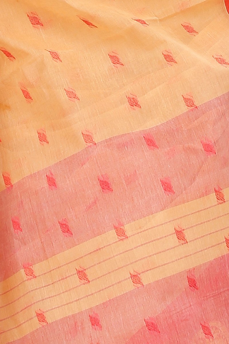 Light Yellow Pure Cotton Emma Border Tant Saree (1482)