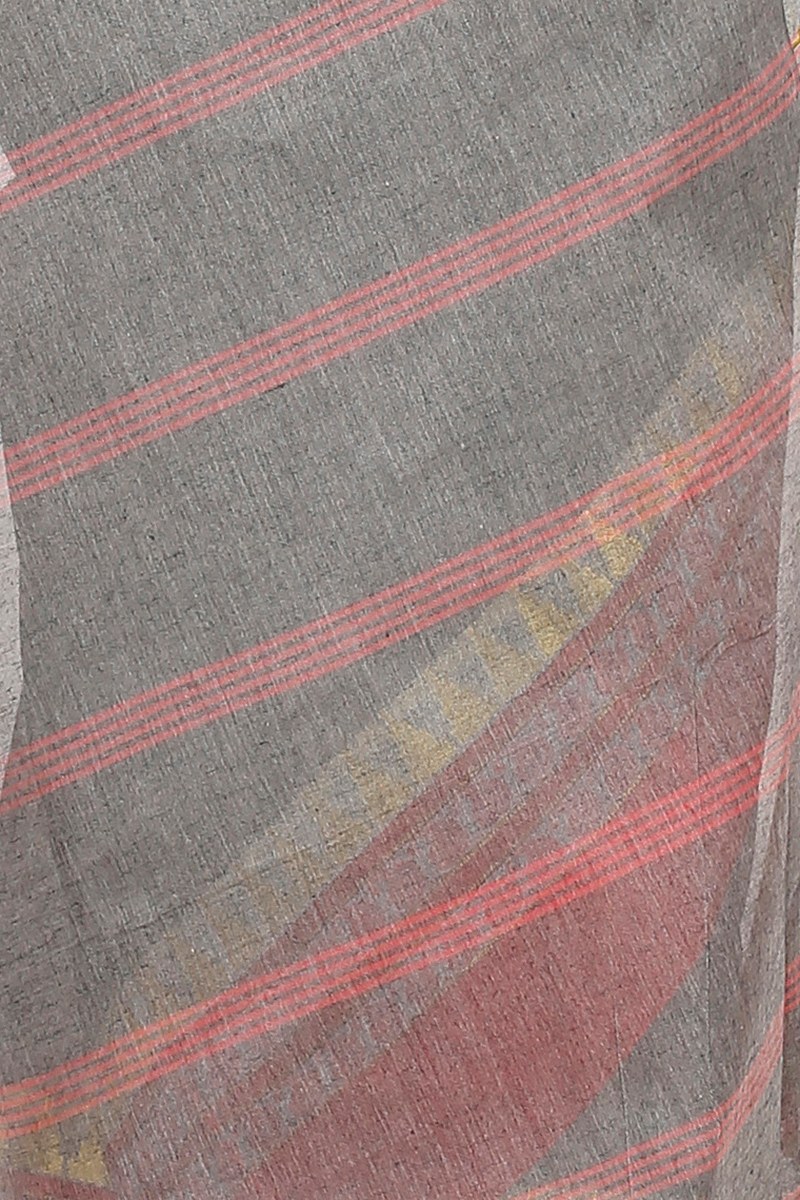 Grey Pure Cotton Ethan Tant Saree (1487)