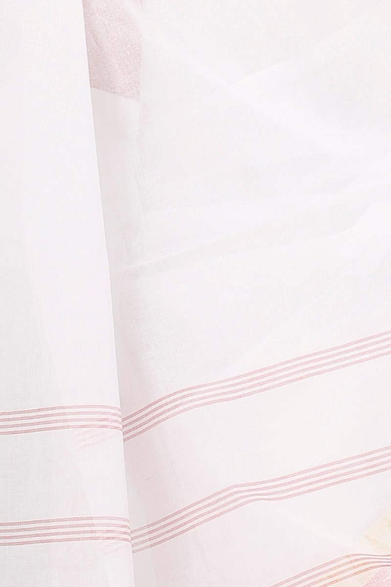 White Red Pure Cotton Ethan Tant Saree (1488)