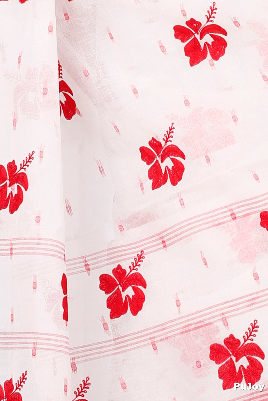 Red White Pure Cotton Embi Boysko Jova Tant Embroidery (1494)