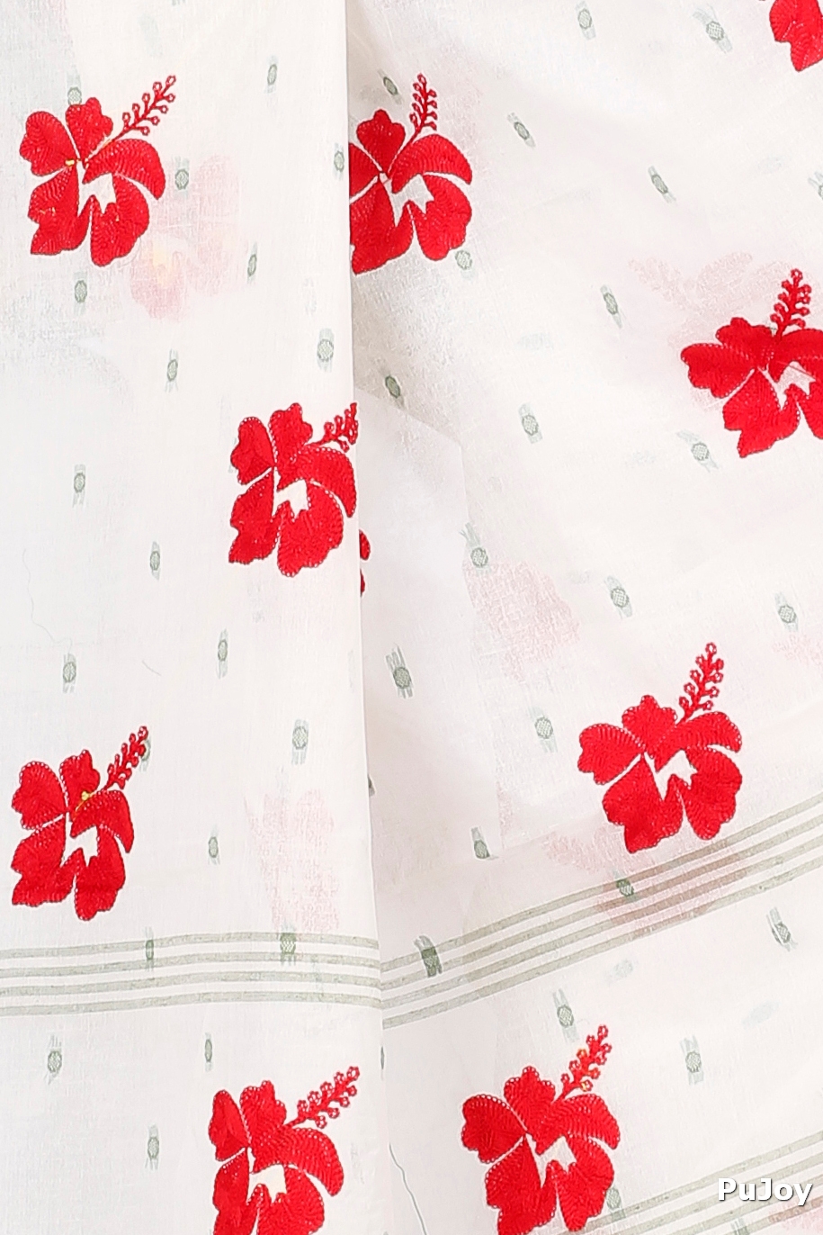 Green White Pure Cotton Embi Boysko Jova Tant Embroidery (1495)