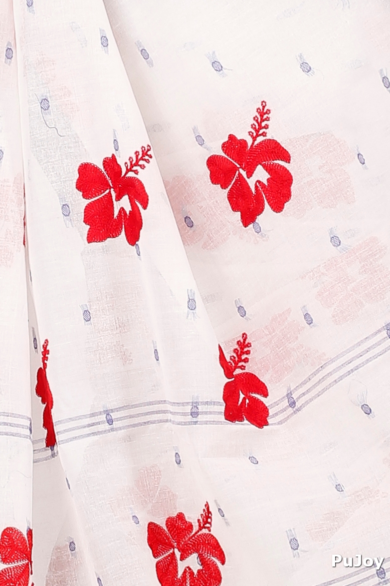 Blue White Pure Cotton Embi Boysko Jova Tant Embroidery (1496)