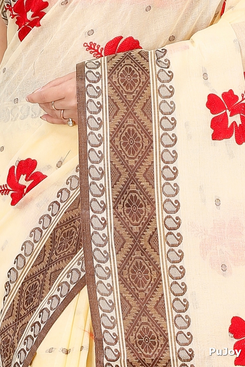 Brown White Pure Cotton Embi Boysko Jova Tant Embroidery (1497)