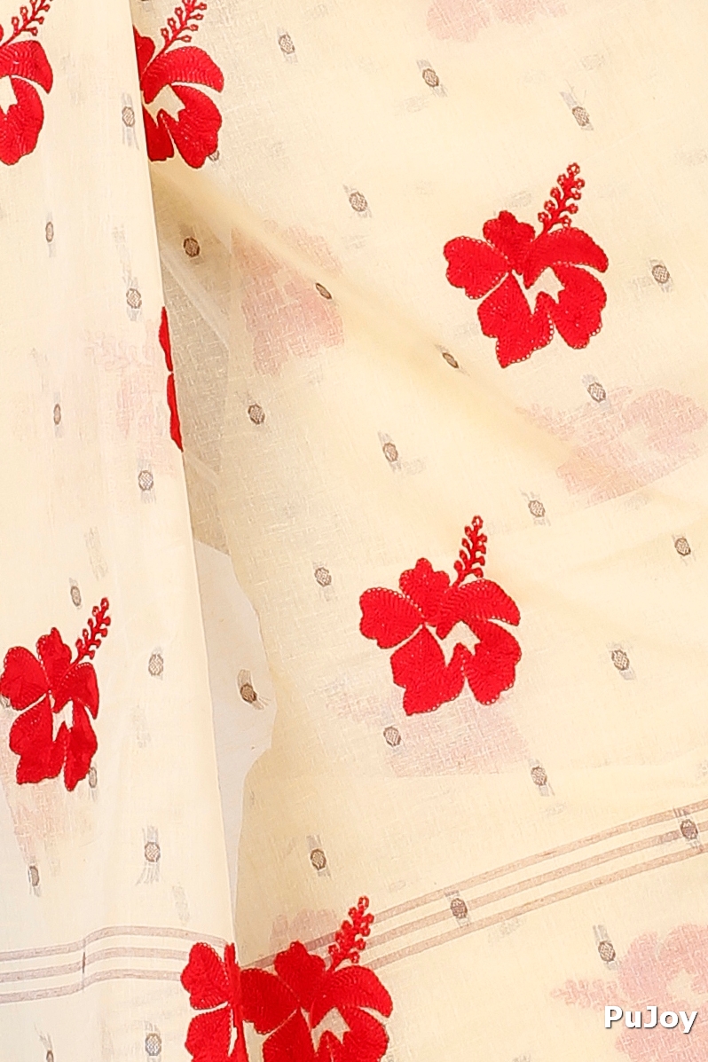 Brown White Pure Cotton Embi Boysko Jova Tant Embroidery (1497)