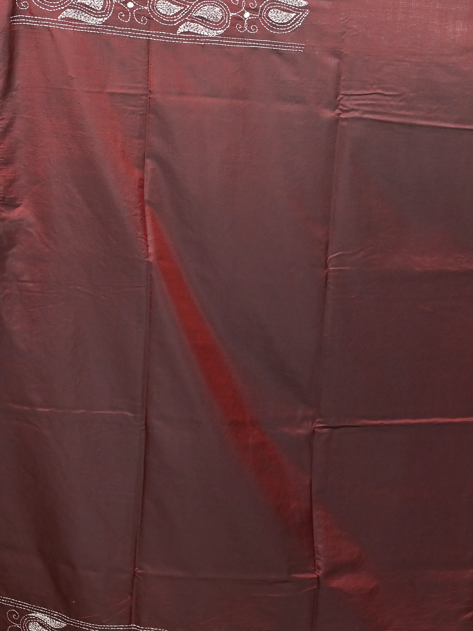 Brown Cotton Bolpur Kantha Stitch Saree (15)