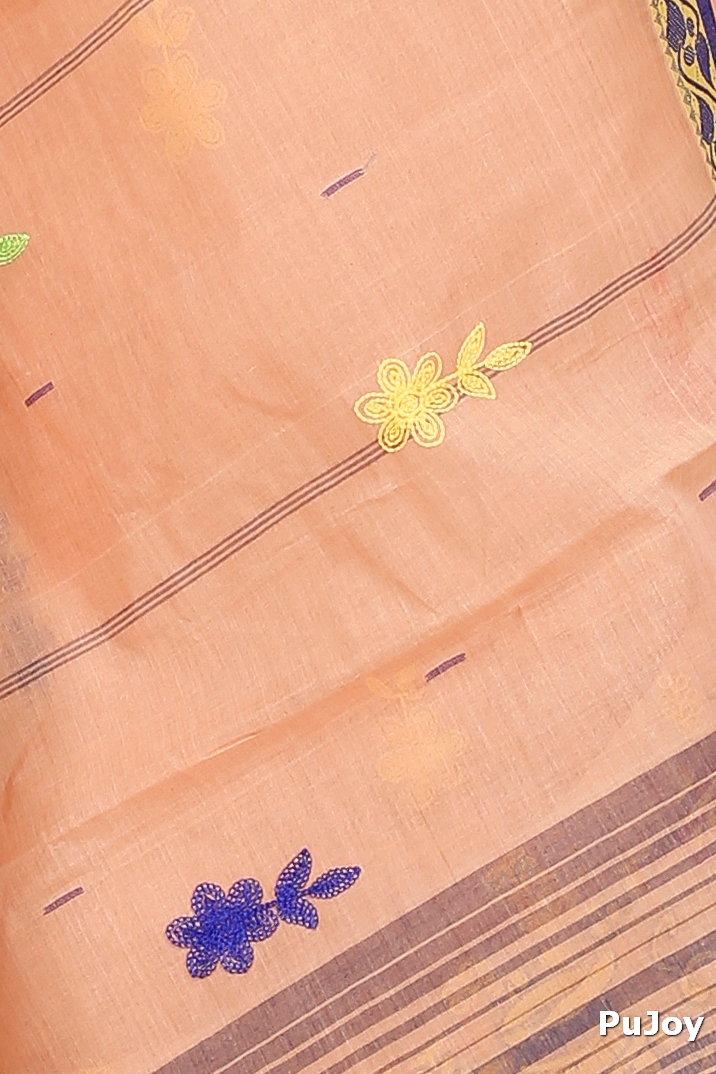 Dark Cream Pure Cotton Embi Gaela Ghot Tant Embroidery (1505)