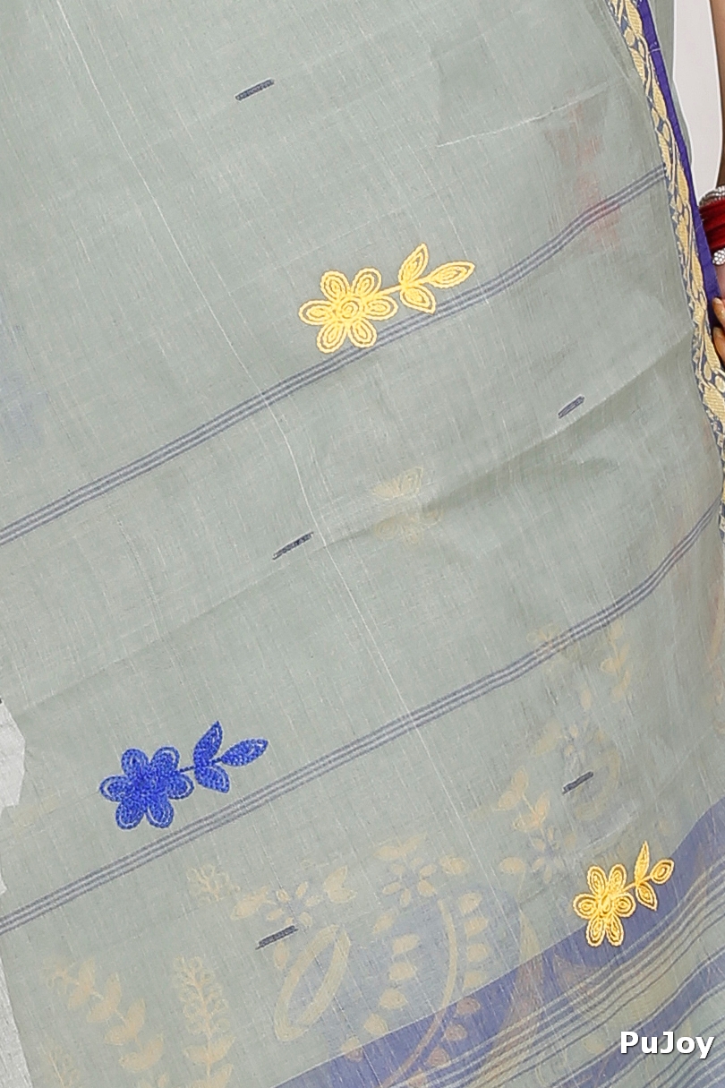 Light Grey Pure Cotton Embi Gaela Ghot Tant Embroidery (1506)