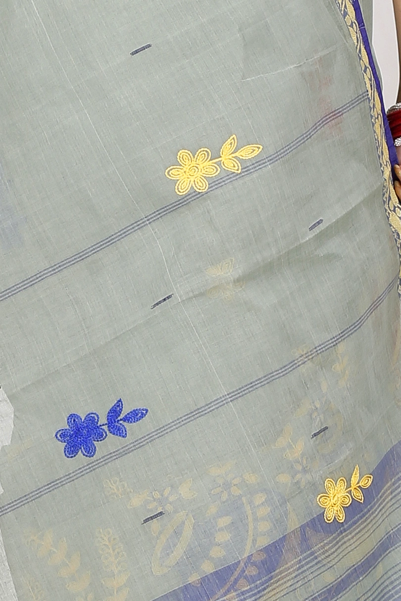 Light Grey Pure Cotton Embi Gaela Ghot Tant Embroidery (1506)