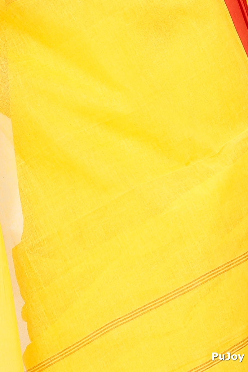 Yellow Red Pure Cotton Elu Than Tant Saree (1511)