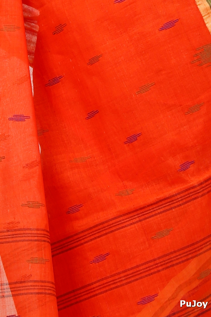 Orange Pure Cotton mena Tant Saree (1520)