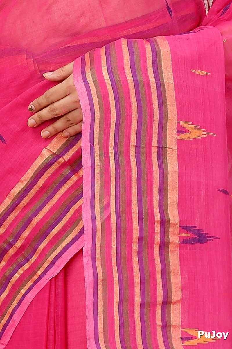Pink Pure Cotton mena Tant Saree (1521)