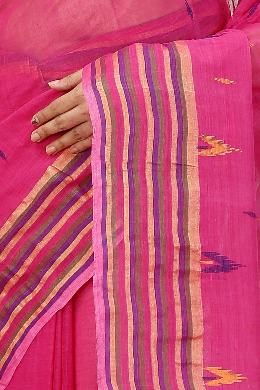 Pink Pure Cotton mena Tant Saree (1521)