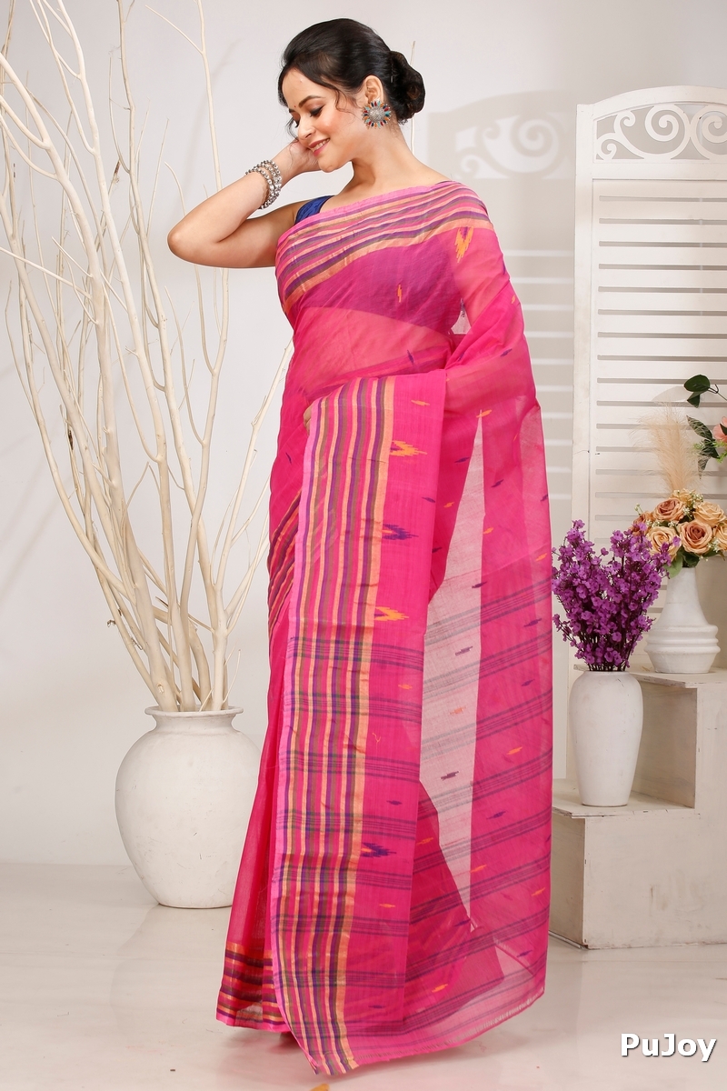 Pink Pure Cotton mena Tant Saree (1521)