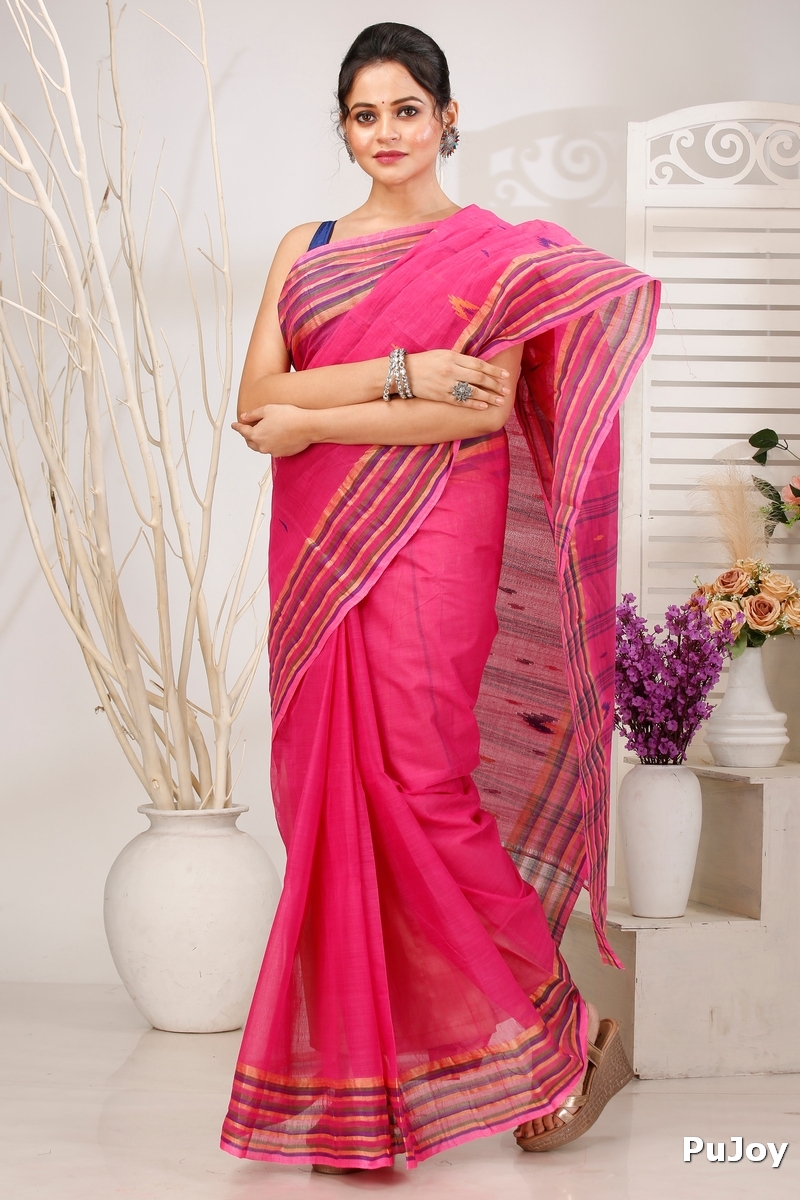 Pink Pure Cotton mena Tant Saree (1521)