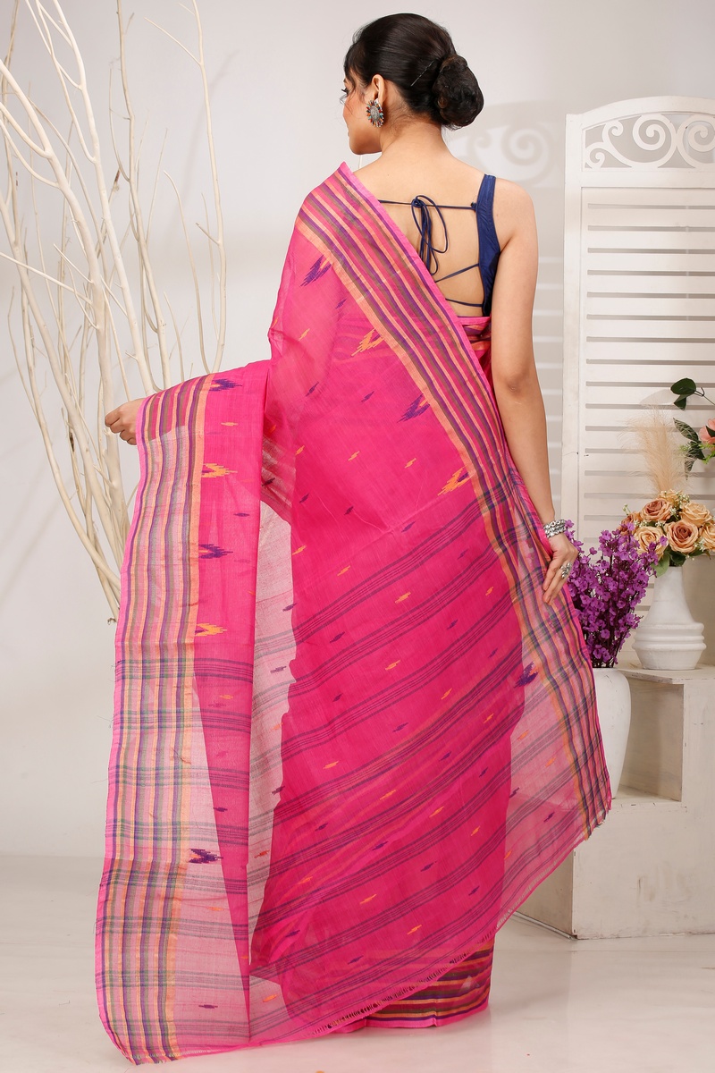 Pink Pure Cotton mena Tant Saree (1521)