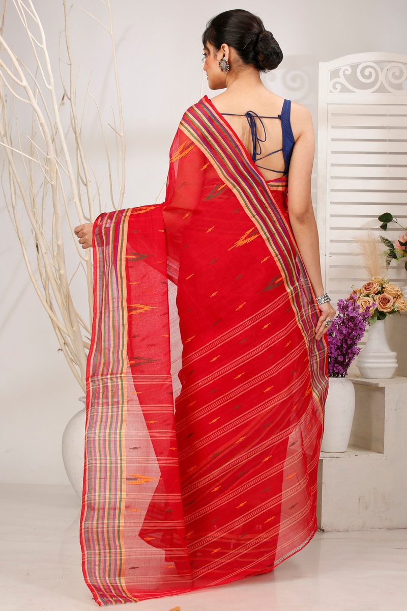 Red Pure Cotton mena Tant Saree (1523)